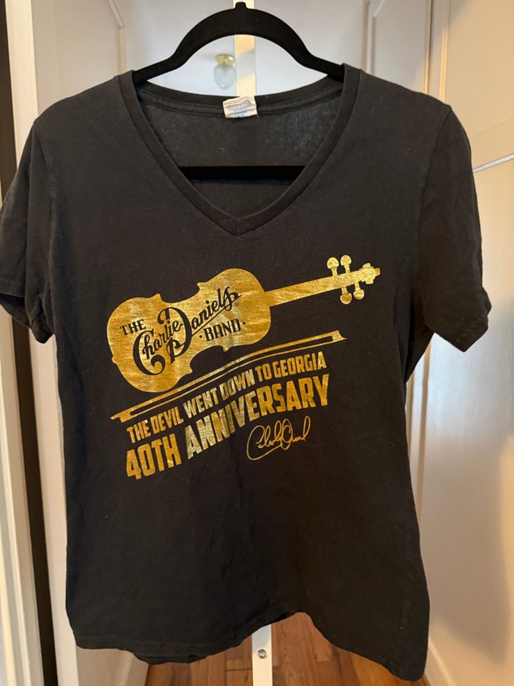 The Charlie Daniel’s Band 40th Anniversary Black & Gold Graphic Band Tee